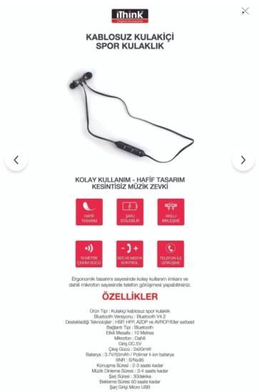 Ithink Ithınk Bk700 Kulakıçı Bluetooth Spor Kulaklık A&b