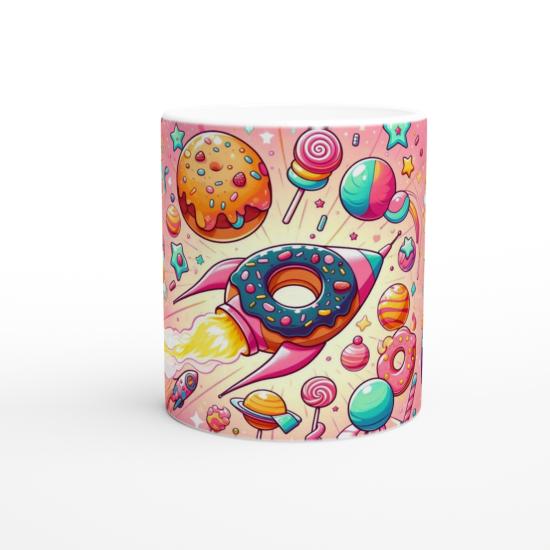 Şekerli Uzay Macerası Temalı Çocuklara Özel Baskılı Kupa Bardak