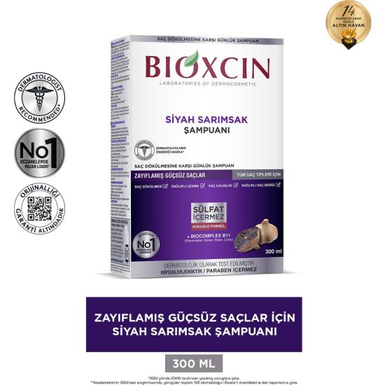 Bioxcin Siyah Sarımsak Şampuanı 300 ml Dökülmeye Karşı Güçlendirici Hipoalerjenik