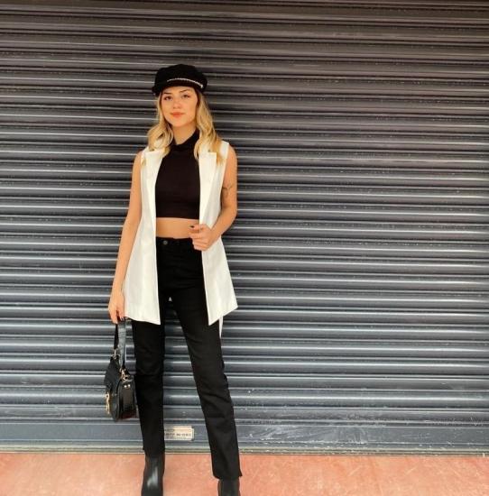 LuLuYen Ekru Kadın Yelek Yeni Moda Trend