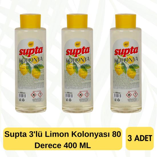 Supta 3’lü Limon Kolonyası 80 Derece 400 ML
