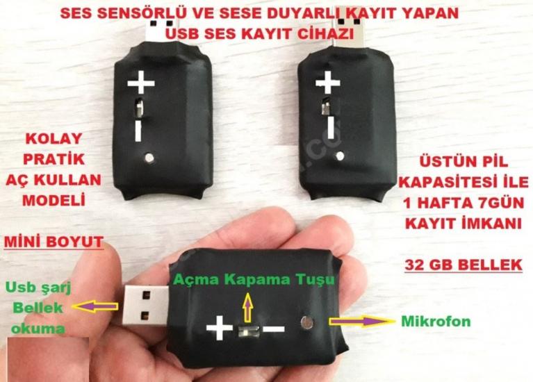 Ses Kayıt Ses Sensörlü 32gb 7 gün Ses Kayıtlı Sese Duyarlı Ortam Dinleme Ses Kayıt Cihazı